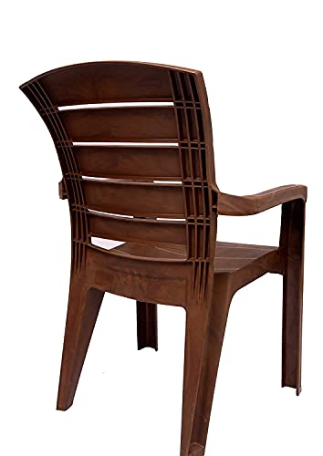 Image of ANMOL Plastic Moulded Jaguar High Back Chair Strong Structure Build Chair for Home (Set of 1) Brown Weight Bearing Capacity 200 Kgs (Shree Ganesh Online Original Seller)
