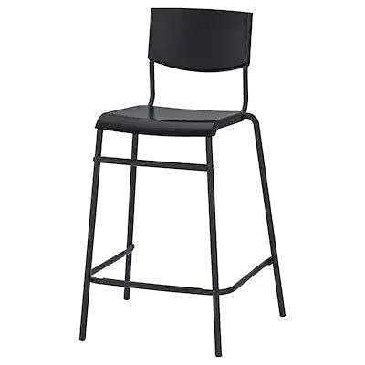 IKEA Modish Bar Stool/Counter Stool with Backrest & Footrest in Black/Black Color 63 cm Sold by STOCKLAND-image-46