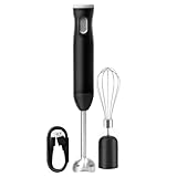 Immersion Blender Handheld Cordless Stick, Stainless Steel Hand Held Blender Mixer with Egg Whisk, for Soup, Smoothie, Puree, Baby Food