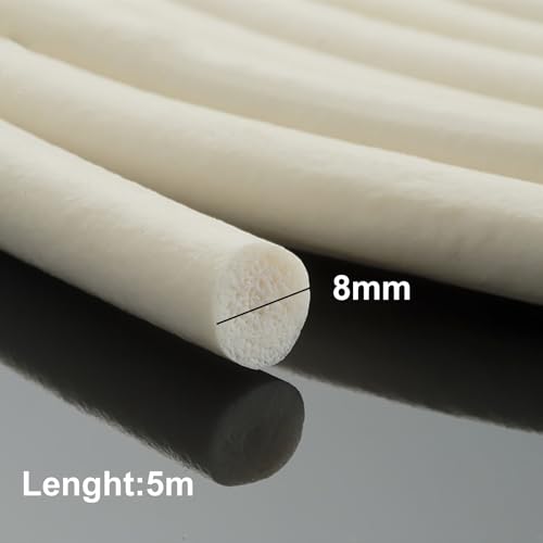 COYOUCO Silicone Foam Seal Strip, Sponge Rubber Weather Seal Strip Round Rubber Cord Solid,8-12Mm Diameter,5M Length,8mm