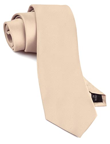 GUSLESON Brand Champagne Ties for Men Adult Necktie Mens Solid Silk Tie (0791-10)