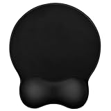 EooCoo【マウスパッド ゲルクッジ 中央凹みサポート】ェルションで手首リストレスト一体型 高精度操作可能なレーカ素材表面 PU滑り止め底面 手首疲労を軽減 腱鞘炎対策 コンピューターノートパソコン オフィス 自宅・設計者・在宅ワークに・ゲーミングプロゲーマー・デスク周り、23*27CMブラック