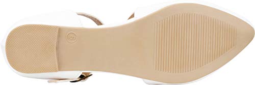 Cambridge Select Women's Pointed Toe D'Orsay Crossover Strappy Double Buckle Ballet Flat,7.5 B(M) US,White PU - Image 4