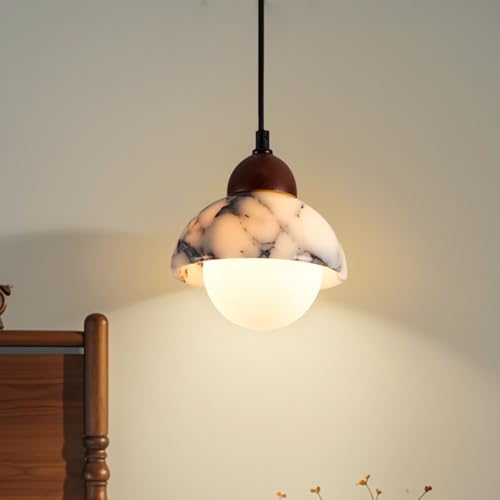 BOSHANGMEI Wabi Sabi Pendant Light, 4.7in Natural Stone Pendant Light
