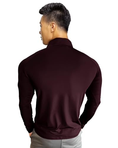 Image of EYEBOGLER Men High Neck ColourBlocked Full Sleeve Regular Fit T-Shirt