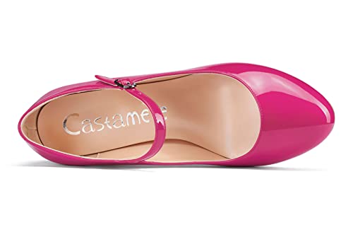 Castamere Women Mid Chunky Block Heel Round Toe Pumps Mary Jane Ankle Strap Office Party Dress Shoes 3.3 Inches Heels4