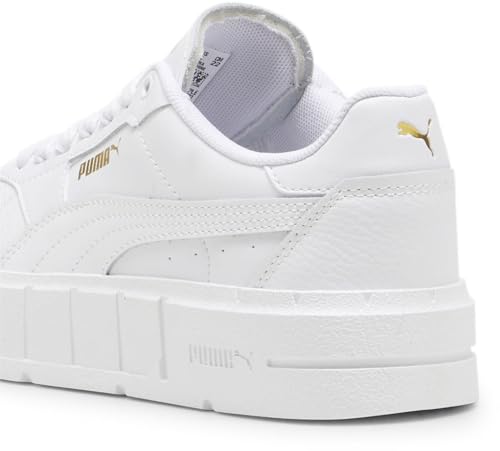 PUMA Cali Court Leather (Big Kid) Sneaker, White Gold, 4.5 US Unisex