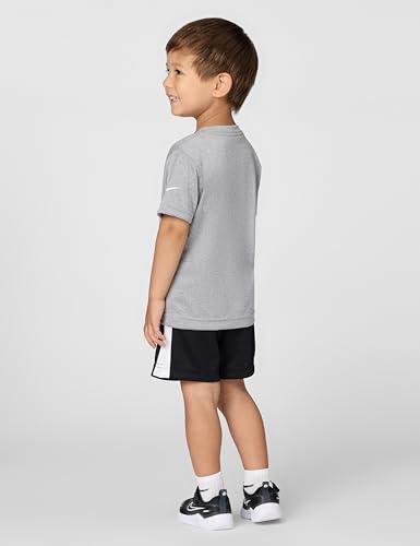 Image of Nike Boys Polyester Solid Little 2 Piece Swoosh T-Shirt Tee & Mesh Shorts Set