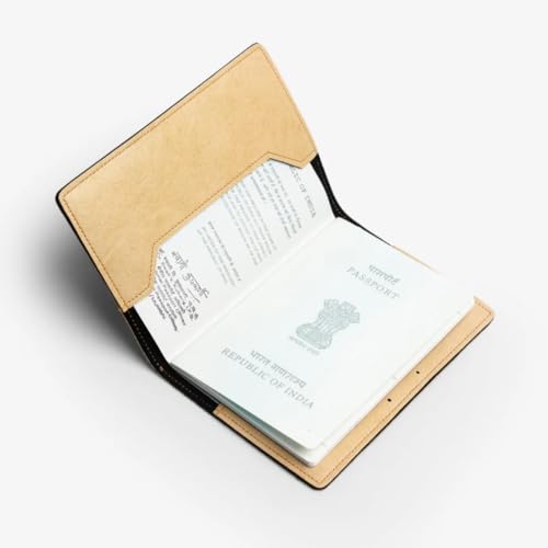 Image of ncgifts Customised Leather Passport Holder: Personalised Name & Charm for Men & Women - Unique Travel Gift, Document Organiser, Boarding Pass Holder, Customised Gifts for Men & Women (Baige)