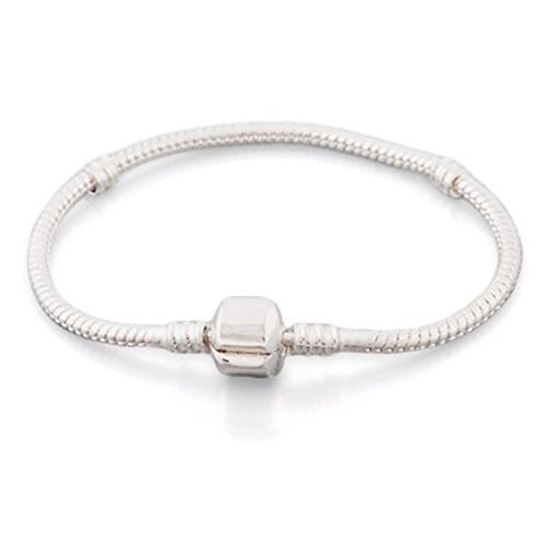 Andante-Stones - de plata de ley 925 sólida, pulsera de plata 19 CM 19CM charm con cierre a presión, pulsera para cuentas European Beads + saco de organza