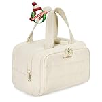 BAGSMART Travel Toiletry Bag, Crush Toiletry Bag for Women, Wide-open Puffy Toiletry Bags for Traveling, Large Travel Cosmetic Makeup Bag Organizer for Accessories,Toiletrie, Beige