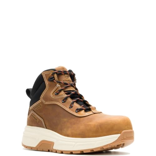 WOLVERINE Men's Ride Mid Wedge Soft Toe Waterproof Construction Boot, Cashew, 10.5