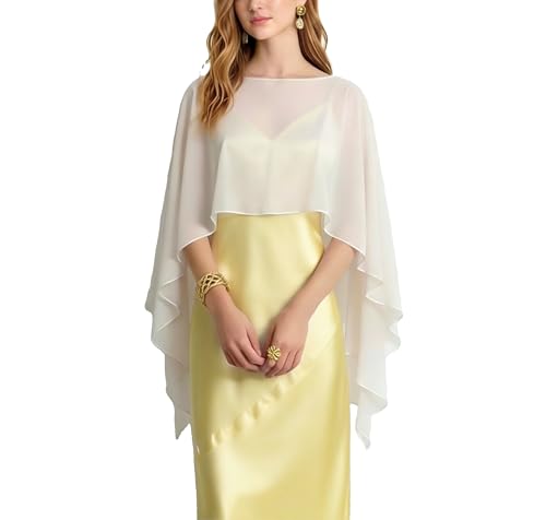 Women Chiffon Shawl Cape Mesh Sheer Poncho Top Capelets for Evening Dress Shawl Wraps Cover Up Wedding Party