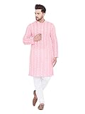 Elina fashion Men's Cotton Kurta Pajama Set | Lakhnavi Chikankari Embroidered Indian Designer Diwali Traditional Wear