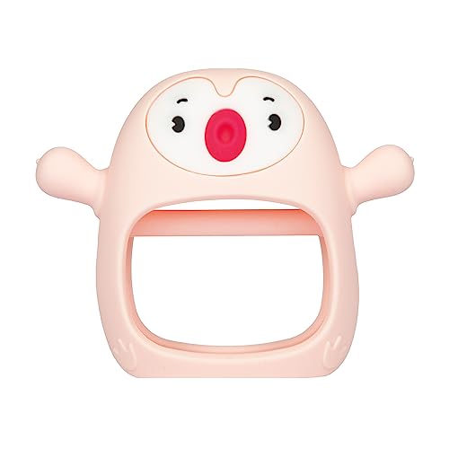 Image of Kiddie Dream Penguin Soothing Baby Teething Toy, Teething Toys for Babies 0-6 Months, Baby Toys 0-3 Months, Newborn Toys, Baby Teether, Baby Must Haves, Durable and Non-droppable (Light Pink)