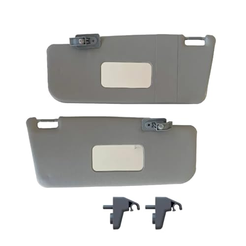 735362729 735362730 Parasol Izquierdo Derecho Gris con Espejo 2 Piezas Protector Solar para Fiat para Panda para 169 MK2 2003-2012 Parasol Parabrisas(Sun Visor+Hooks)