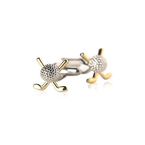 Two Tone Silver Gold Golf Ball Cufflinks Cover
