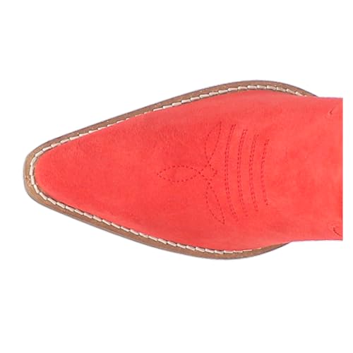 Dingo Womens Thunder Road Embroidered Snip Toe Casual Boots Knee High Mid Heel 2-3" - Red4