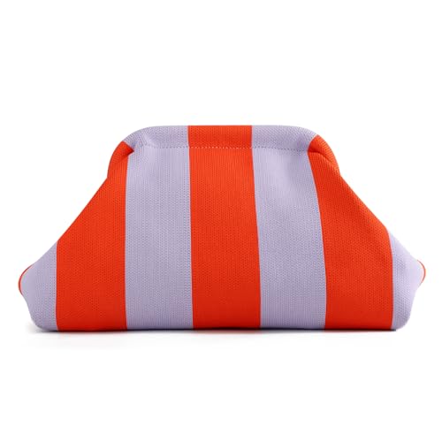 EVEOUT Knödel Clutch für Damen Gewebte Häkelarbeit Strand Urlaub Handtasche Stilvolle gestreifte Tasche für Abendessen Party