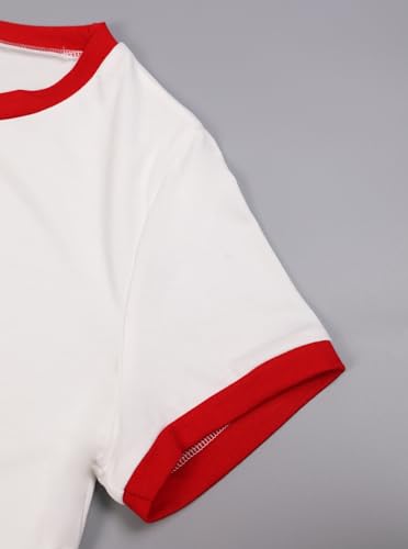 LilyCoco Women's Ringer Crop Top Baby Fitted Tee Short Sleeve Crew Neck T Shirts3