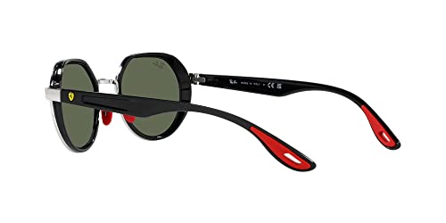 Ray-Ban Unisex RB3703M Scuderia Ferrari Collection Round Sunglasses, Silver/Dark Green, 51 mm
