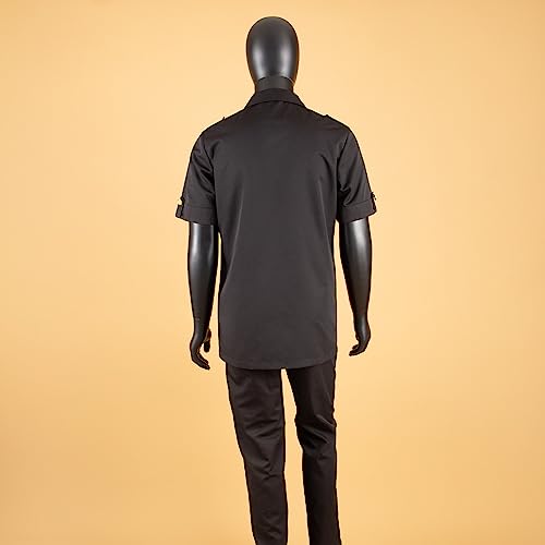 Africa Men's Suit Short Sleeve Metal Single Breasted Shirt Long Pants 2 Piece Set Casual Banquet Formal Wear4