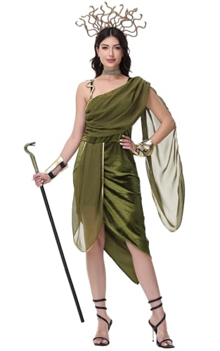 Image of Ulalaza Women's Cosplay Costume Cleopatra Greek Goddess Ancient Roman Warrior Uniform Outfit for Halloween Party