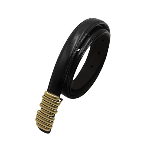 Women's Gold Buckle PU Leather Waist Belt Fashion Thin Belt Adjustable Skinny Waistband for Dress Jeans Pants4