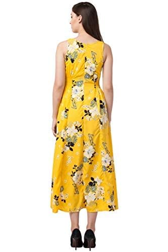 Image of PALOMI Floral Print Cut Sleeves Maxi Dress with Pocket for Girls & Women