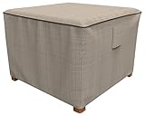 Budge English Garden Square Patio Table Cover / Ottoman Cover, Medium (Tan Tweed)