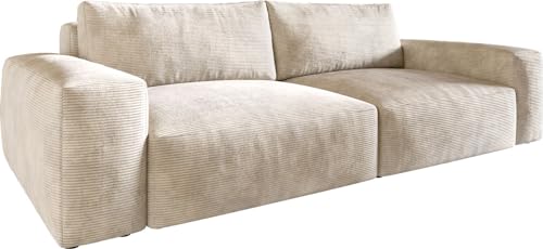 DELIFE Big-Couch Lanzo XL Cord Beige 270x130 cm