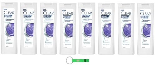 8 x Clear Shampoo Sport Riequilibrante Quotidiano – Champú anticaspa para cuero cabelludo seco 225 ml + llavero Beni Culinari gratis