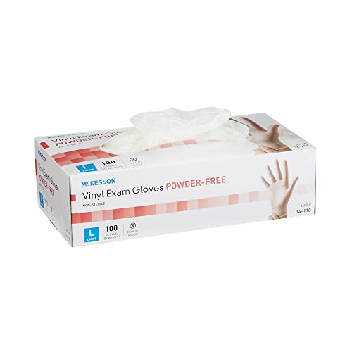 Mckesson Vinyl Exam Gloves, Non-Sterile, Powder-Free, Large, 100 Count, 10 Boxes, 1000 Total #TOP12