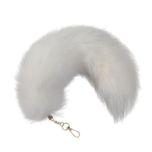 Iivos Fluffy Therian Fox Tail Keychain - Soft Plush Accessory for Cosplay Ren Faire and Everyday Use - Detailed Design
