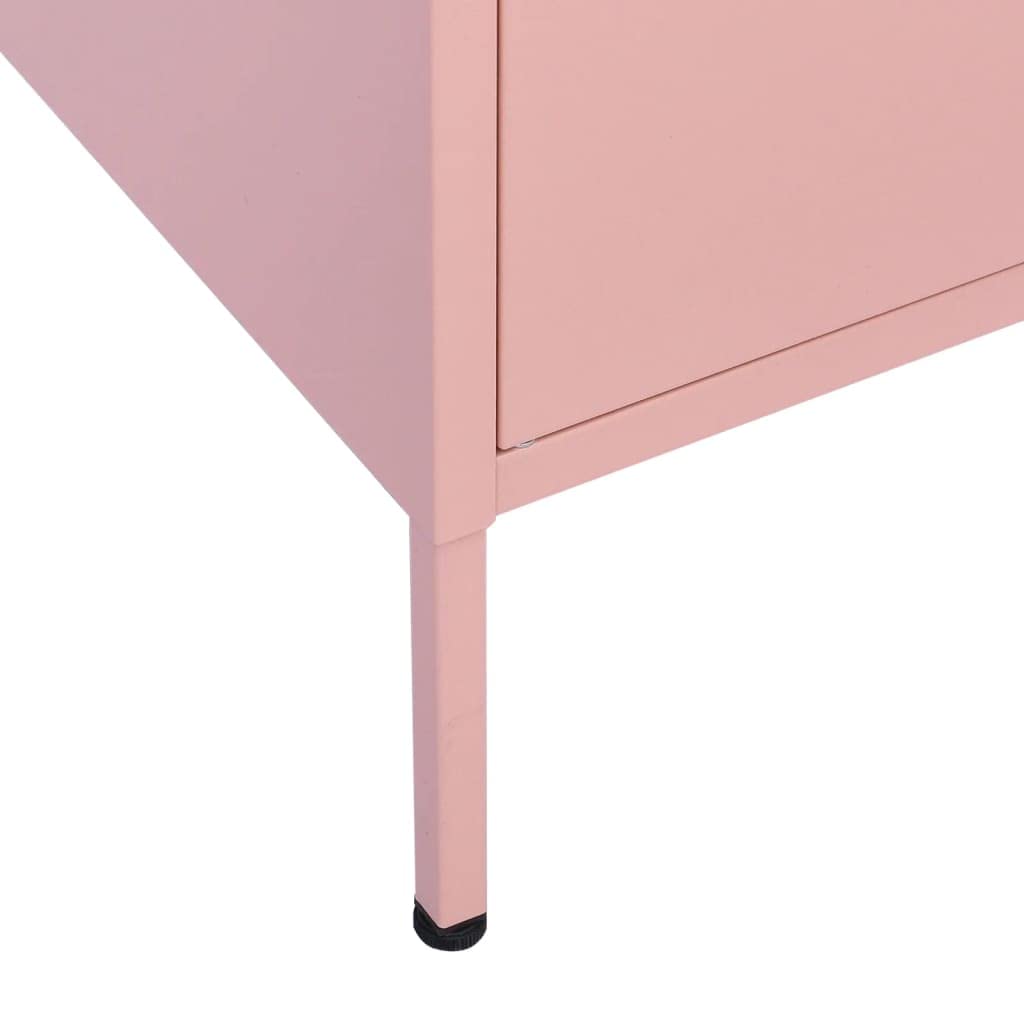 Szafka magazynowa ze stali, różowa, 80 x 35 x 101,5 cm z 4 drzwiami, 2 półkami z regulacją wysokości, poziomowaniem i uchwytem ściennym do domu, biura, warsztatu, garażu, piwnicy