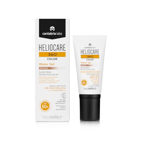 Heliocare 360° Color Water Gel SPF 50+, Crema Solar Facial, Fotoprotector Avanzado, Ultraligera, Hidratante, Pieles Normales y Sensibles, Resistente al Agua, Color Bronze, 50ml