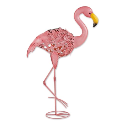 Zingz & Thingz Durable Iron Outdoor Décor Flamingo Solar Garden