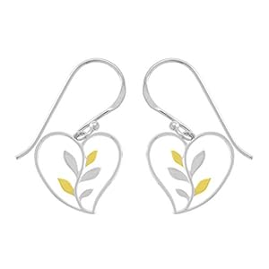 Boma Jewelry Sterling Silver Heart & 14 KT. Gold Vermeil Vine Dangle Earrings