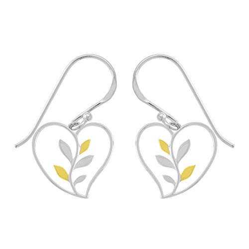 Boma-Jewelry-Sterling-Silver-Heart-14-KT-Gold-Vermeil-Vine-Dangle-Earrings