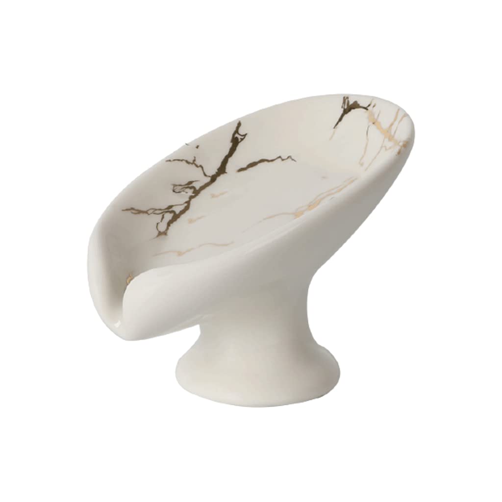 Soporte para jabón, Jabonera, jabonera, Vertical con Drenaje automático, de cerámica Base Antideslizante, encimera(Green)