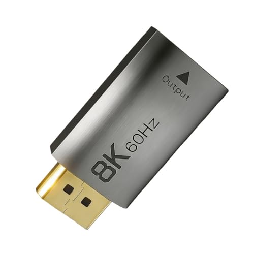 Zkydhbd Adaptadores de video DP1.4 a HDTV 2.1 de metal 8K a 60Hz y 4K a 144Hz con HDR dinámicos VRRs ALLM y mejora los convertidores HDR de sonido