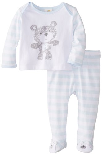 Disney Baby Boys' Newborn Bear Footed Pant Set, Blue/Stripe, 6-9 Months