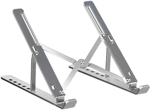 Aluminum Alloy Laptop Senior – Upgraded Design+7 Angles Adjustable Aluminum Ergonomic Foldable Portable Desktop Holder Apply HP, Dell9-17” Laptops,Laptop Riser Laptop Accessories（Silvery）