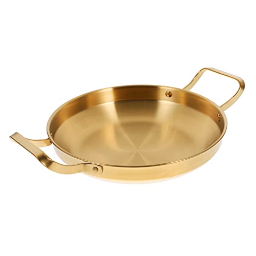Korean Style Stainless Steel Double Ear Flat Bottom Cooking Pot Dry Pot for Seafood and Ramen Easy to Clean Convenient Storage Non Stick Surface for Home Cooking