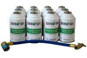 Generic R134a Leak Sealant, Pro Seal, Stop Leak w/ R134a Leak Detector Dye - 12 Cans with Hose, White, Green, ESPSUV2