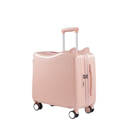 Expandable Suitcase Suitcase Can Be As A Girl's Portable Suitcase Riding an 18-inch Combination Trolley Trolley case，Suitcase(Pink)2