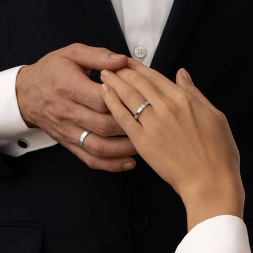 Couples Wedding Band Rings for Him and Her 10K 14K 18K Solid Gold/Silver Moissanite Engagement Promise Ring Valentine's Day Gifts for Couples Size 4-163