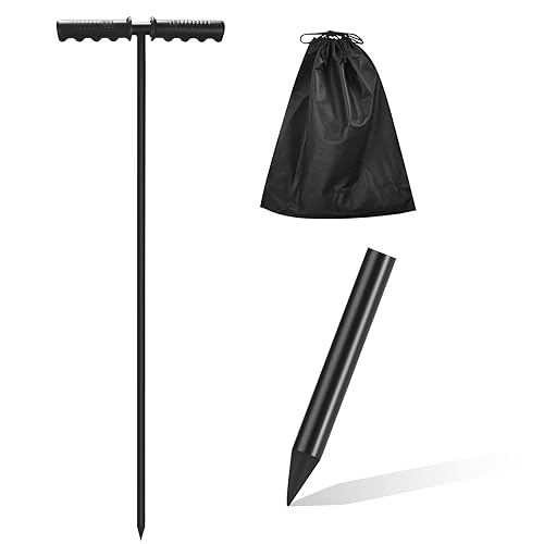 Soil Probe Rod 32-48inch Hight Adjustable,Septic Tank Locator Ground Rod with Insulated T Tandle,Probe Rod for Tile Probing Soil Compaction Locating Pipes Landscaping Gardening