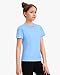 HASMES Girls Athletic Shirts Short Sleeve Active T-Shirts,Basic Tee Tops,Sports Activewear for Kids Teens Blue