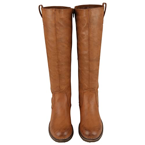 VAN HILL Klassische Stiefel Damen Schuhe Leicht Gefüttert Boots Profilsohle 149797 Hellbraun 39